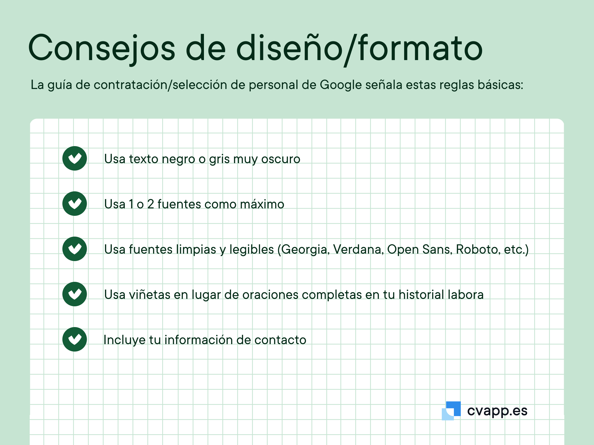Consejos de diseño y formato de Google Consejos de diseño y formato de Google